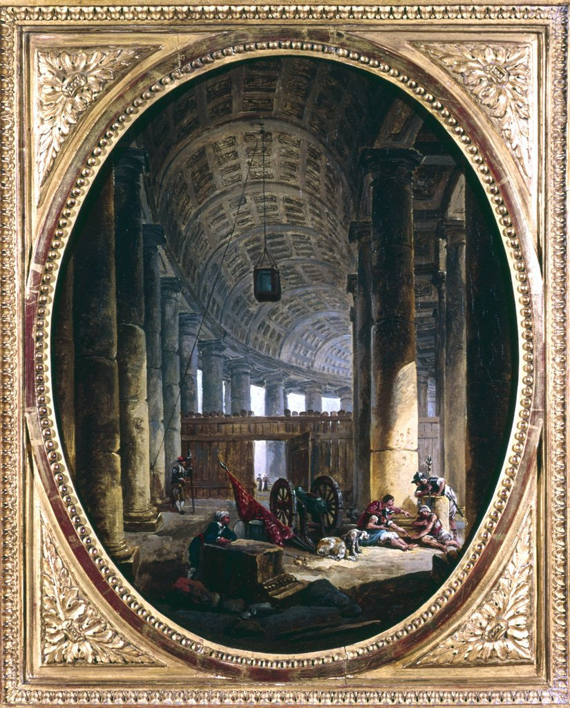 Detail of Interior of the colonnade of St. Peter's, Rome, at the time of the Conclave of 1769 by Anonymous