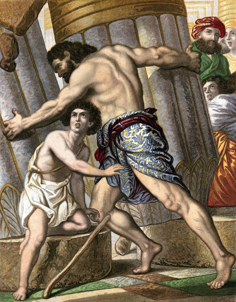 Detail of Samson pulling down the Temple of Dagon by Anonymous