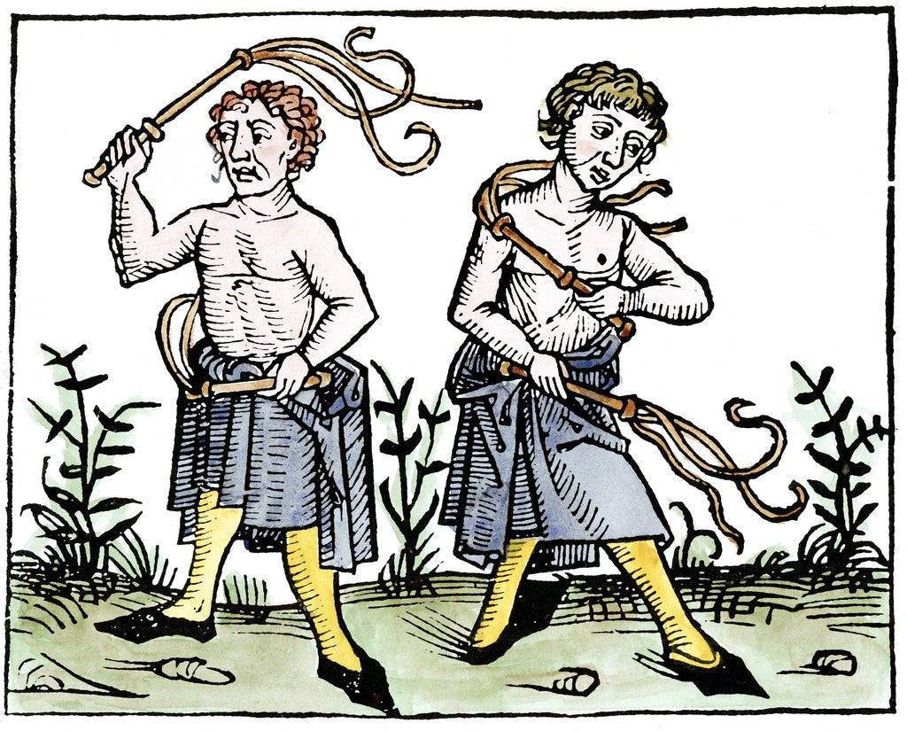 Detail of Flagellants whipping themselves by Anonymous