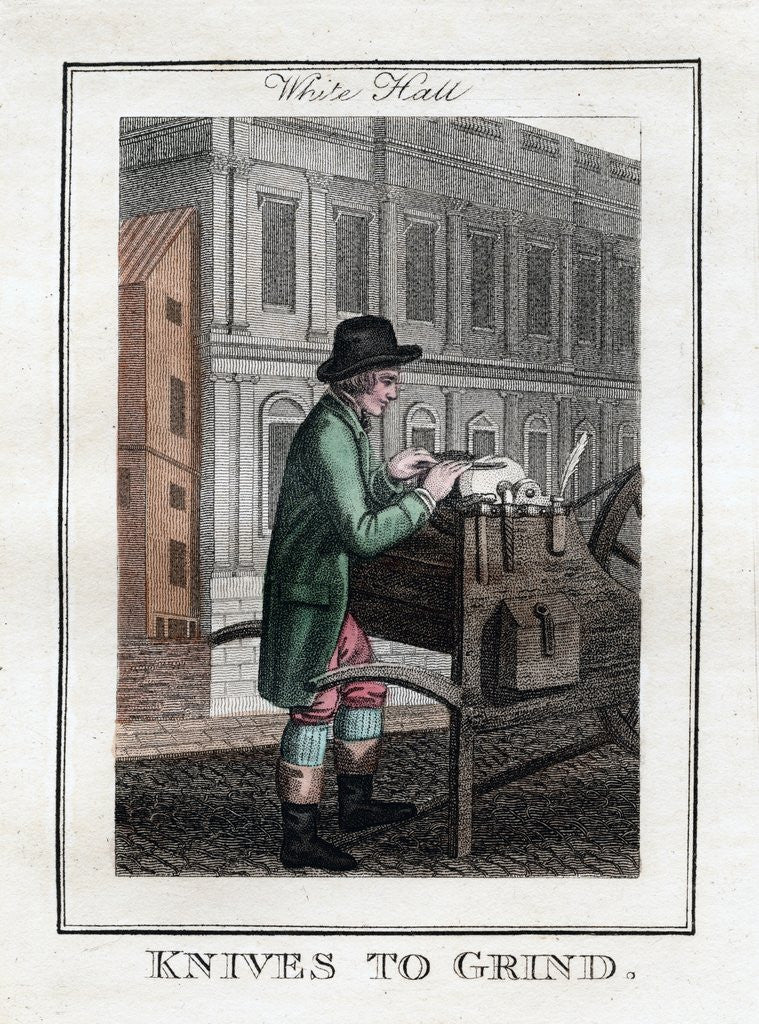 Detail of Knife grinder in White Hall by Anonymous
