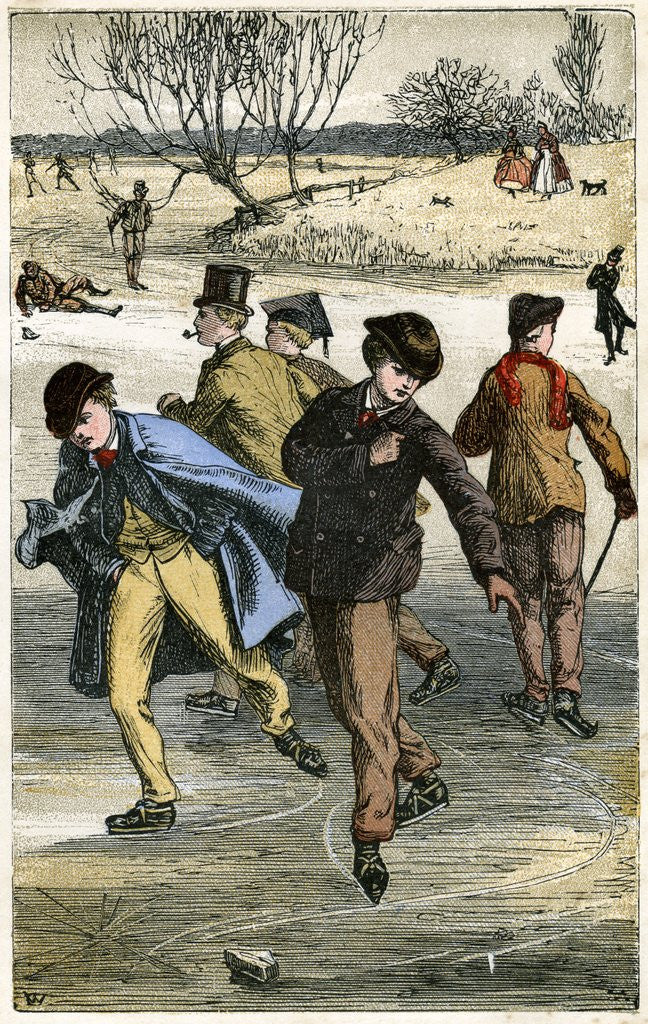 Detail of Ice skaters by Anonymous