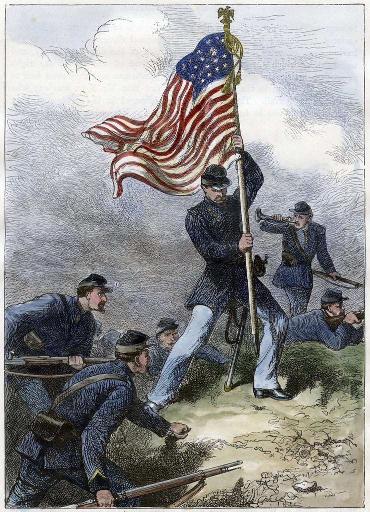 Detail of Planting the Union flag on a bastion at the Siege of Vicksburg by Anonymous