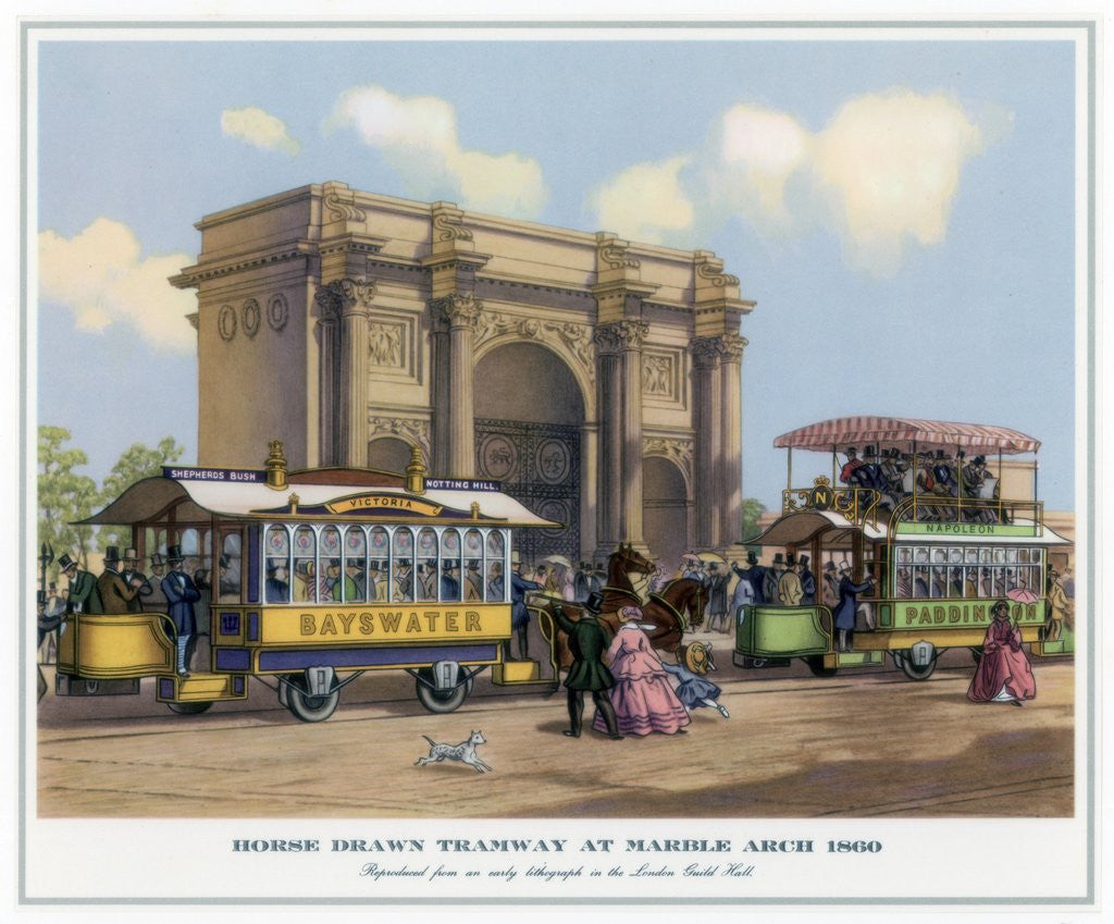 Detail of Horse Drawn Tramway at Marble Arch, 1860 by Anonymous