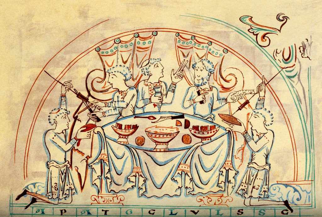 Detail of 11th century banquet by Anonymous