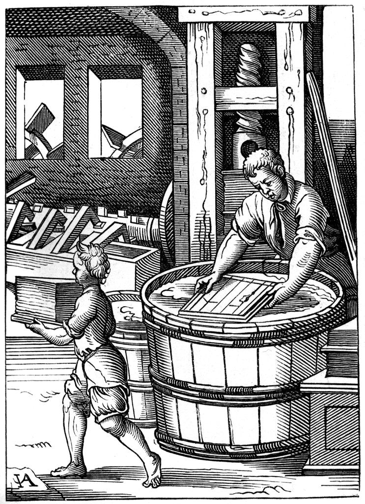 Detail of 16th century papermaker by Corbis