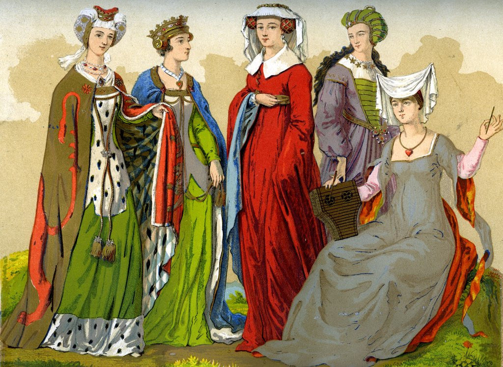 Detail of English noblewomen in the 15th-16th century by Anonymous