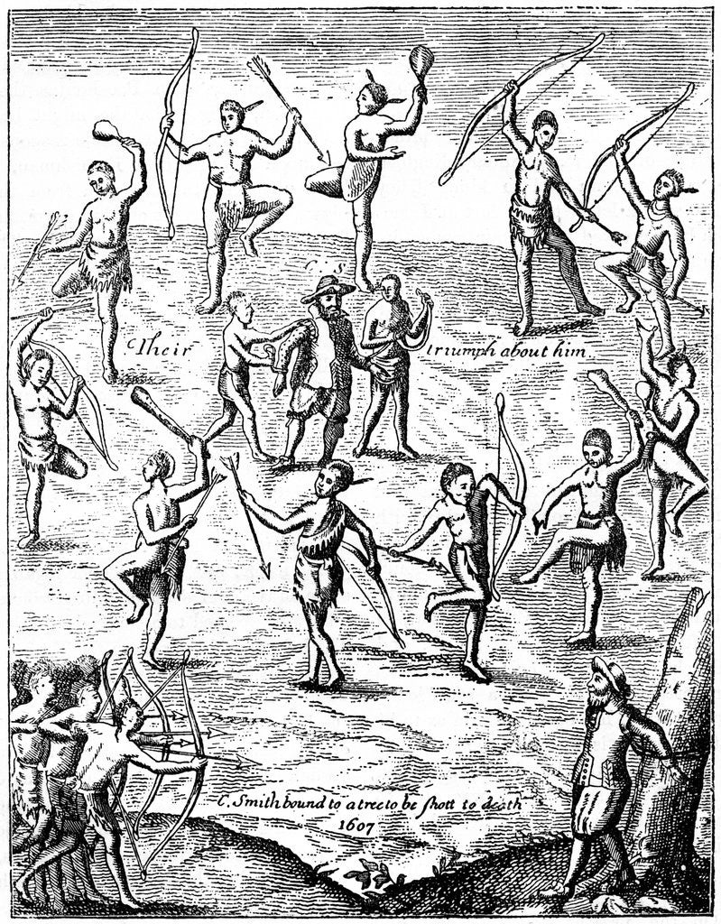 Detail of Captain John Smith taken prisoner by Indians in Virginia by Anonymous