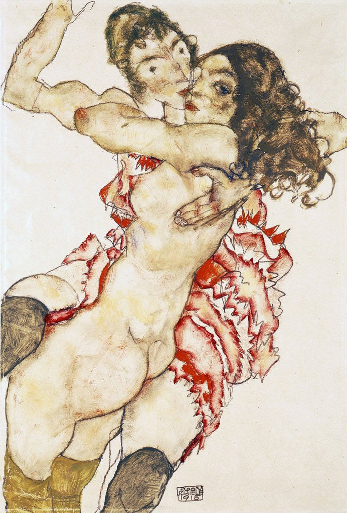 Detail of Couple Embracing by Egon Schiele
