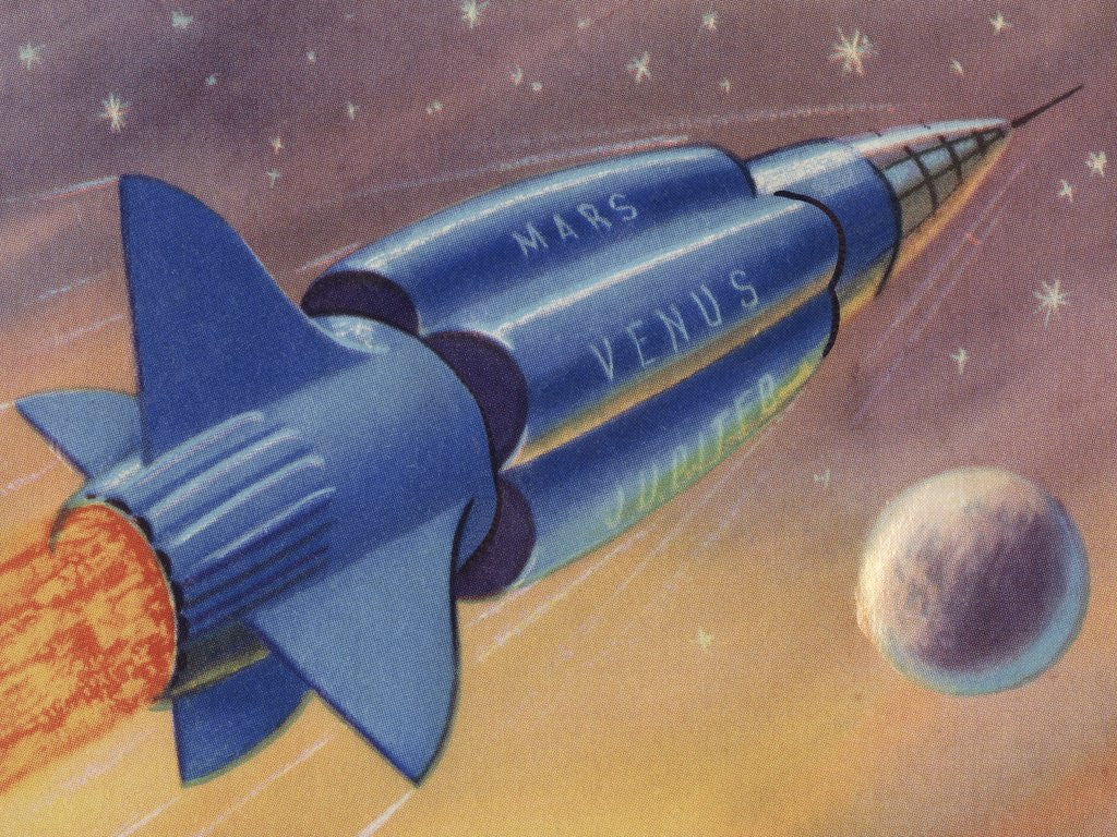 Detail of Mars, Venus, Jupiter rocket by Anonymous