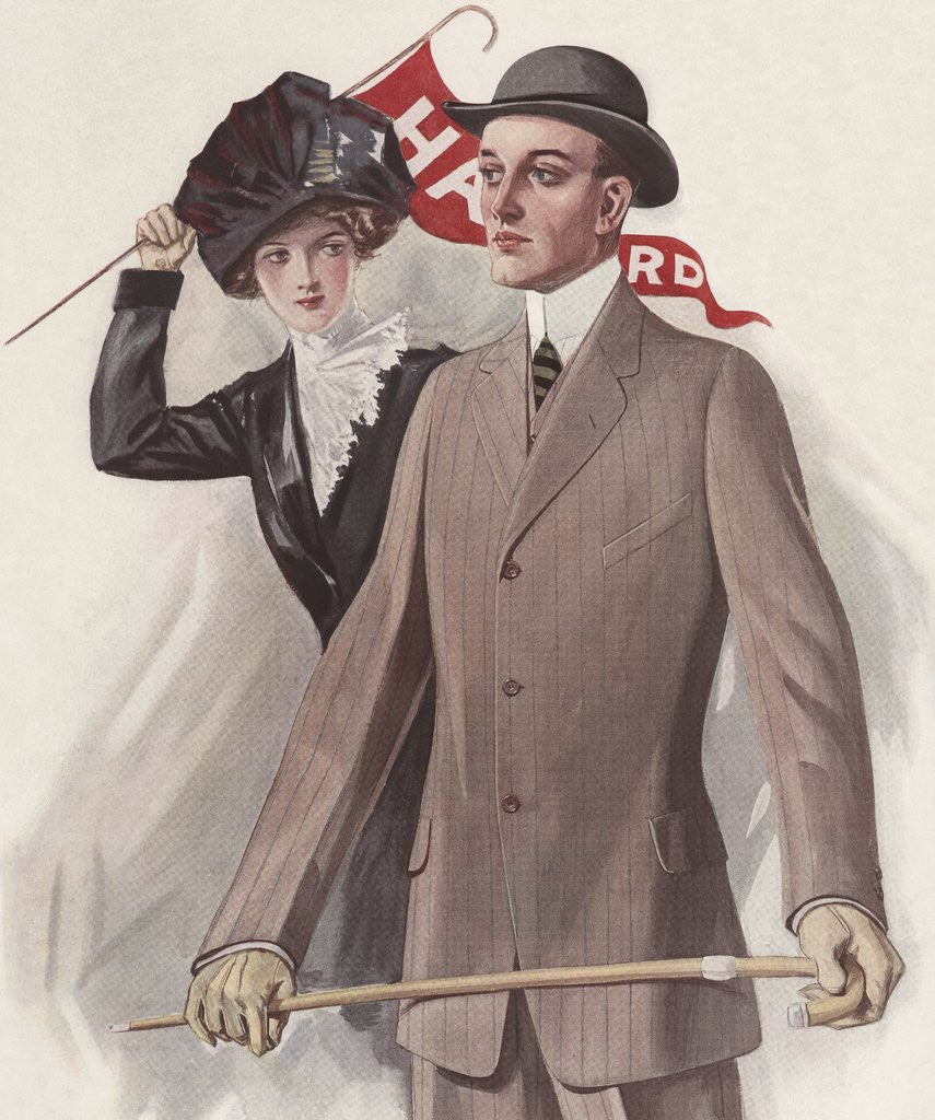 Detail of Young couple with Harvard pennant by Anonymous