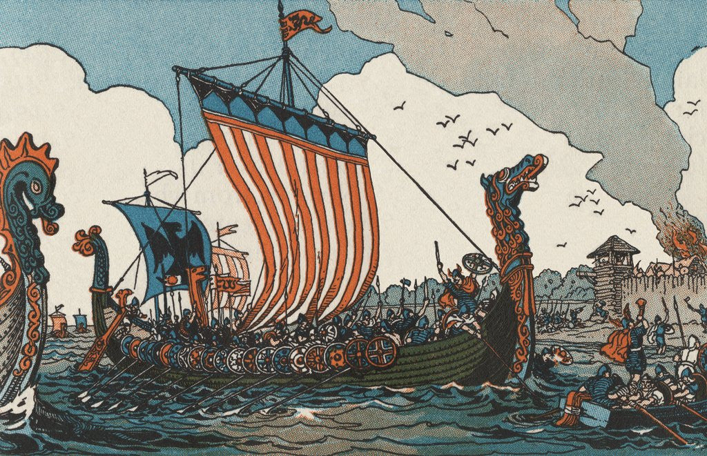 Detail of Viking Dragon Ship Norse Battle by Corbis