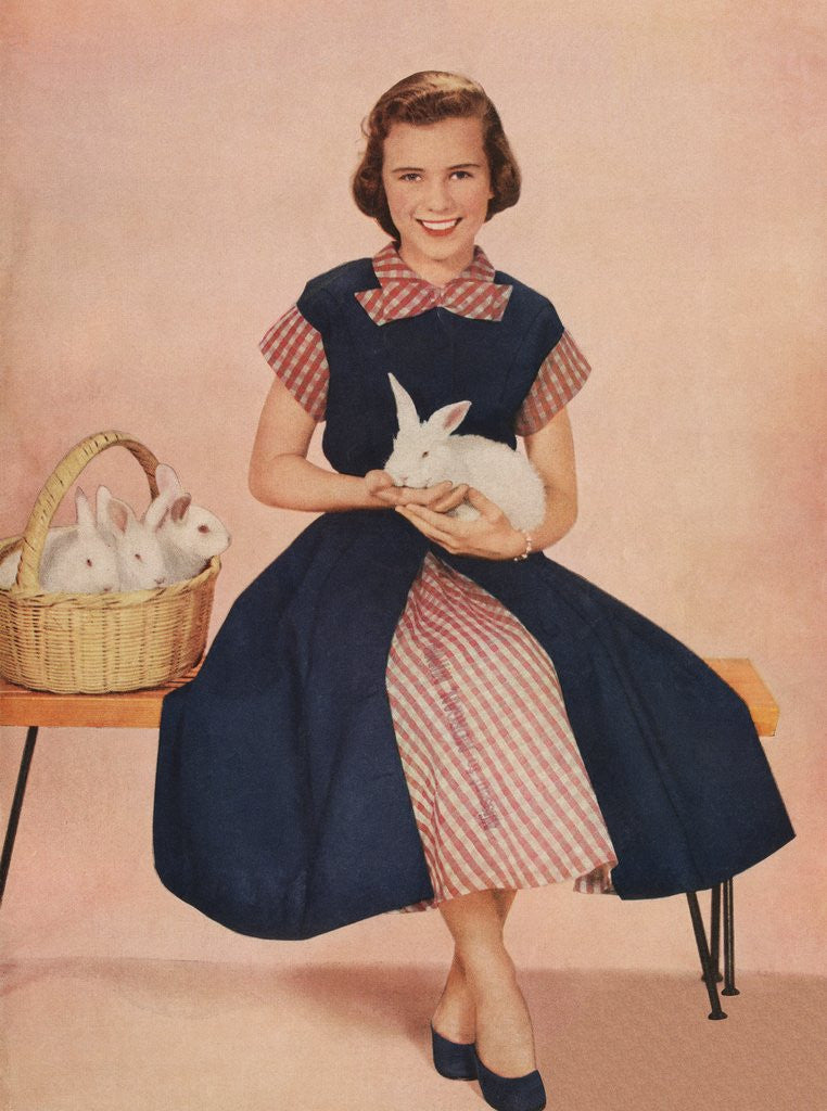 Detail of Girl holding rabbit by Anonymous