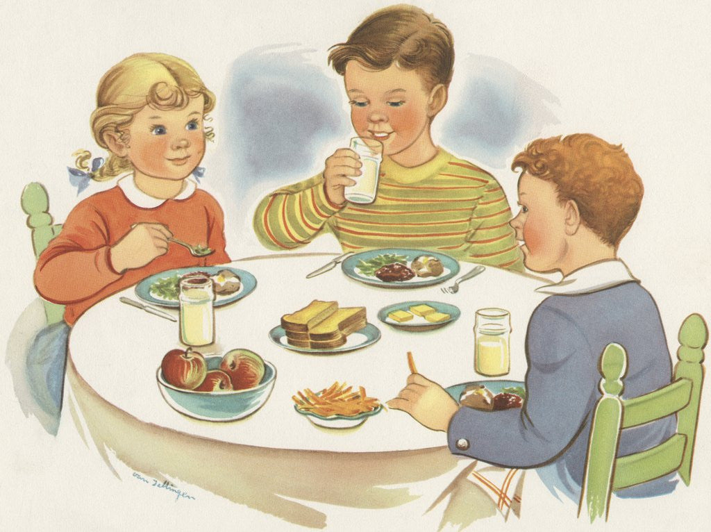 Detail of Children eating meal by Anonymous