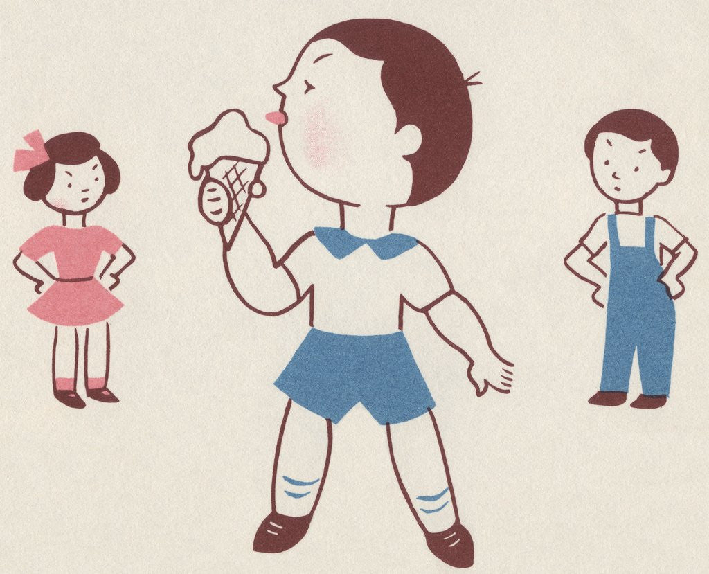 Detail of Boy eating ice cream cone by Anonymous