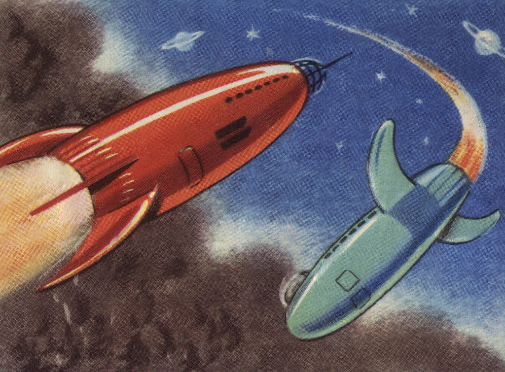 Detail of Rockets in flight by Anonymous