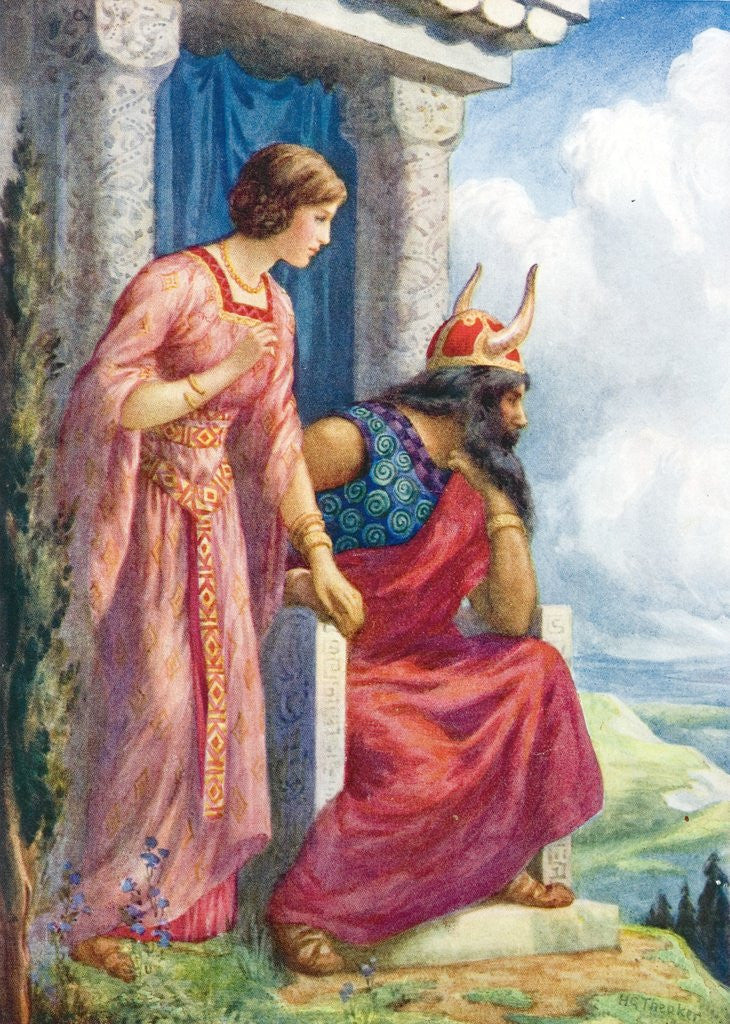 Detail of Odin and Frigga in Asgard by Anonymous