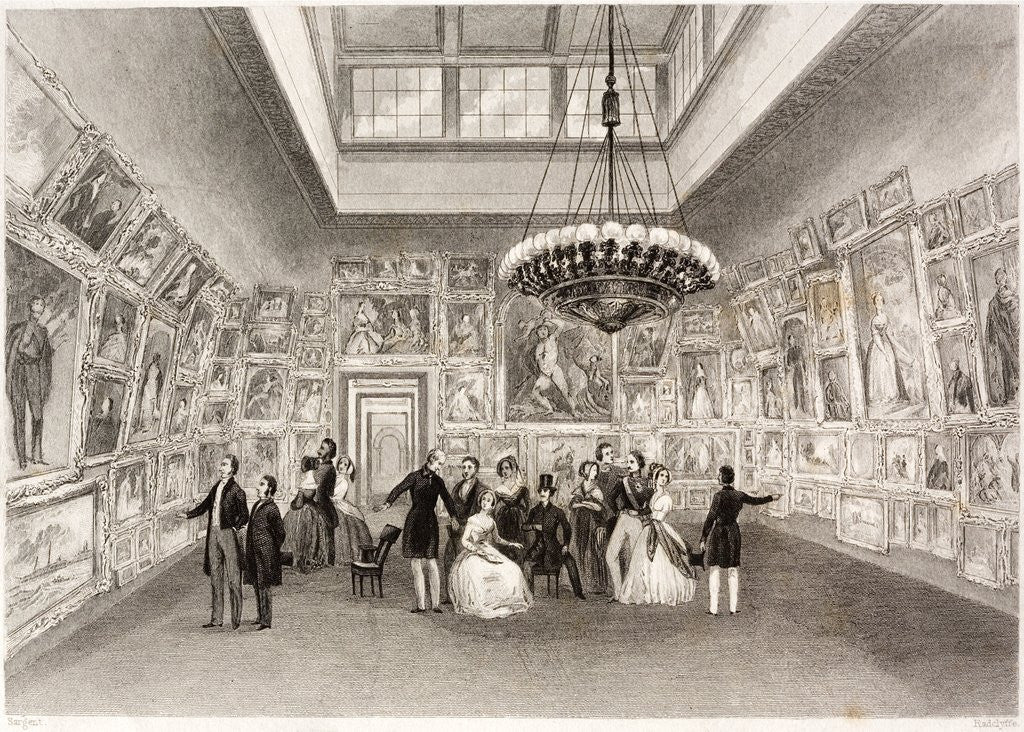 Detail of The Royal Academy, a private view by Anonymous