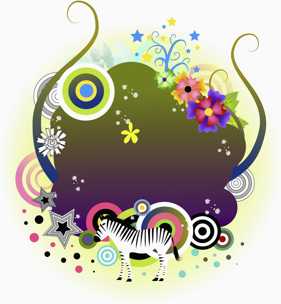 Detail of Zebra and flowers background by Anonymous