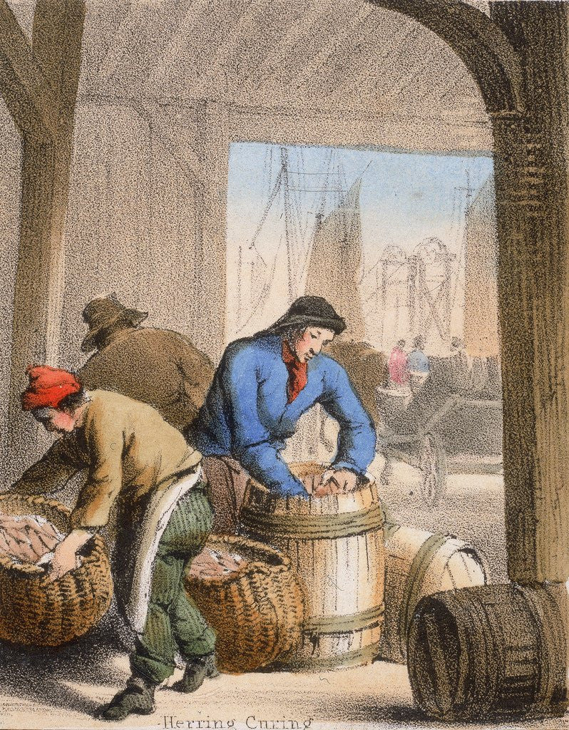 Detail of Men curing herring by Anonymous