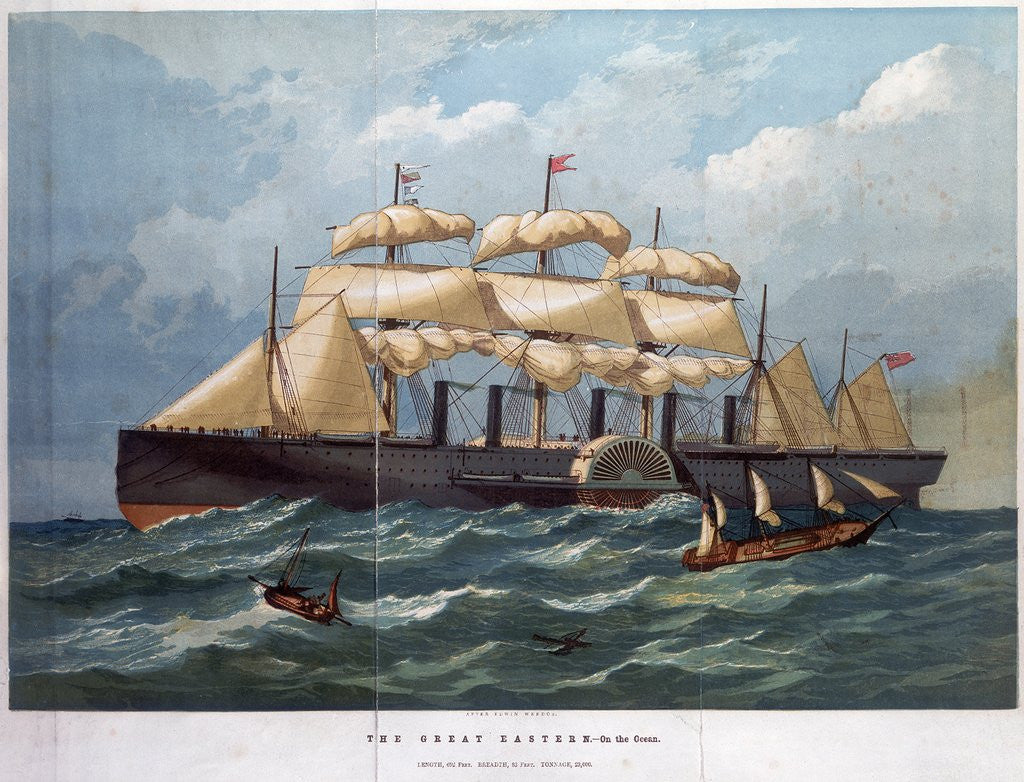 Detail of Great Eastern on the ocean by Anonymous