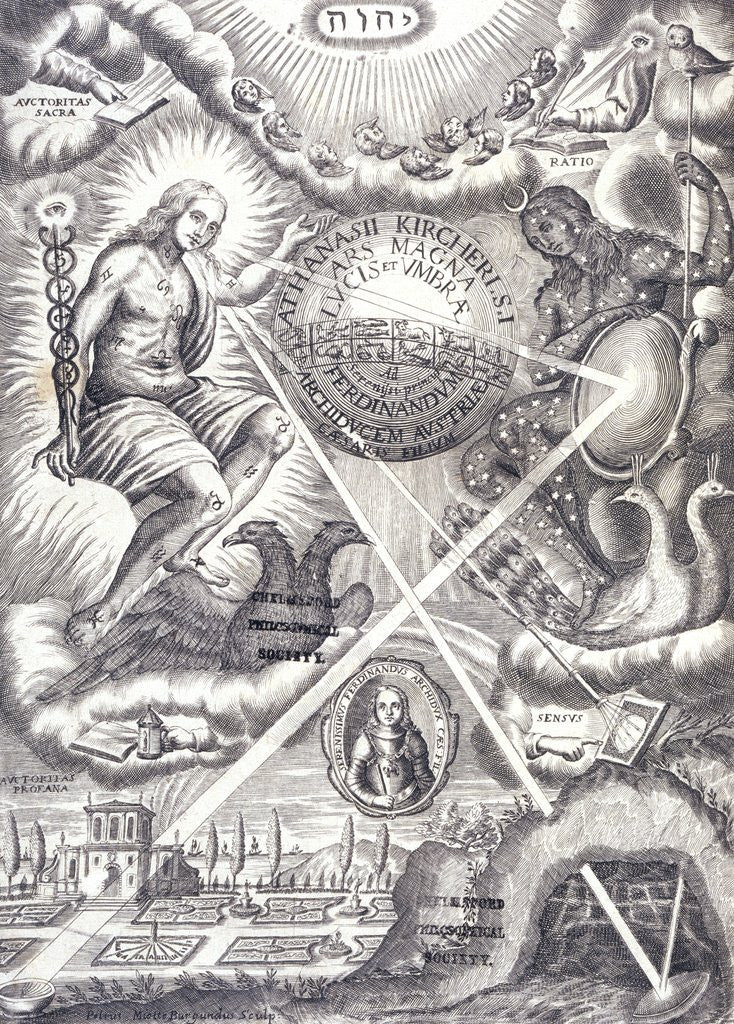 Detail of Frontispiece from book by Athanasius Kircher