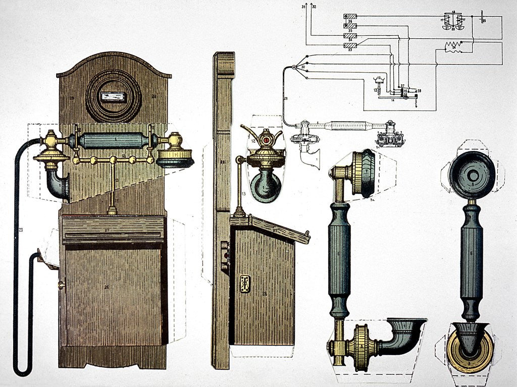 Detail of Wall mounted telephone by Anonymous