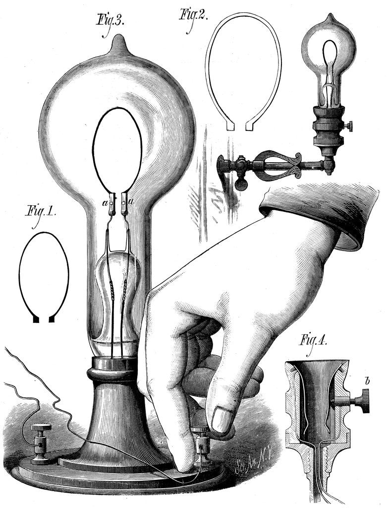 Detail of Edison's carbon filament lamp by Anonymous