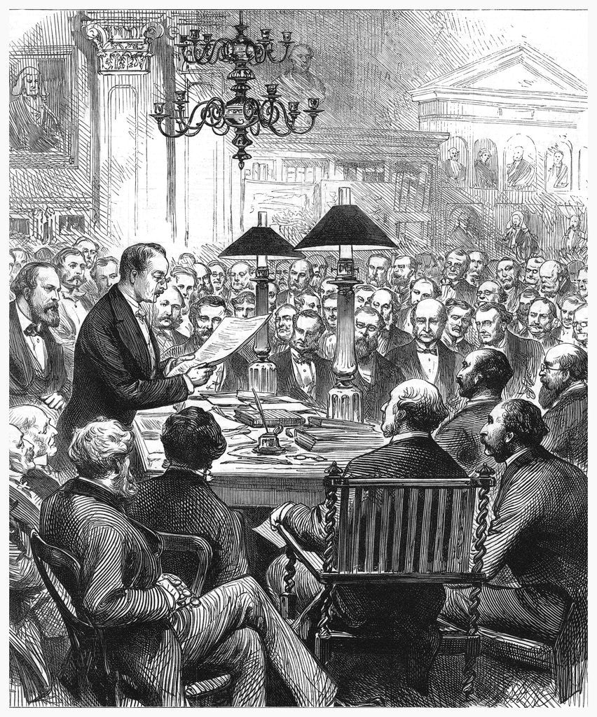 Detail of Heinrich Schliemann lecturing in London by Anonymous