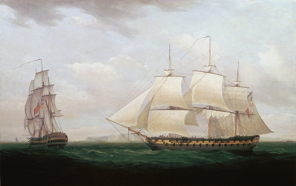 Detail of Two East Indiamen off a Coast by Anonymous