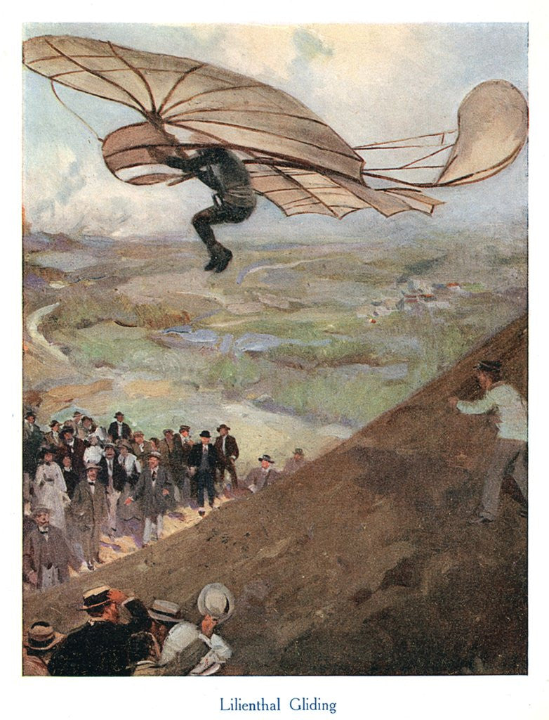 Detail of Otto Lilienthal flying glider by Anonymous