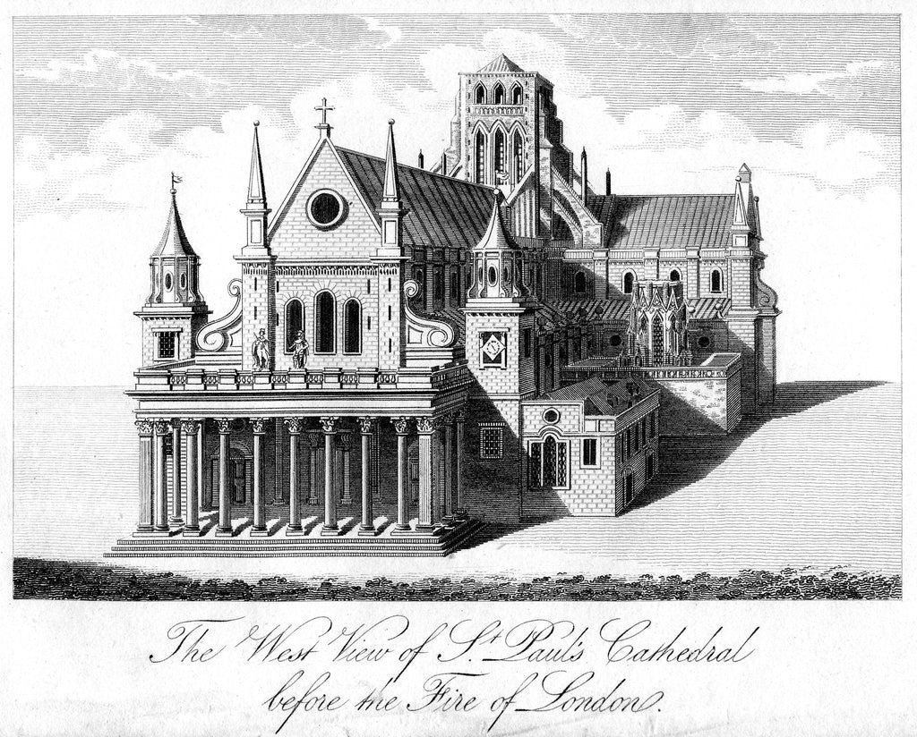Detail of St. Paul's Cathedral as it appeared before the Fire of London by Anonymous