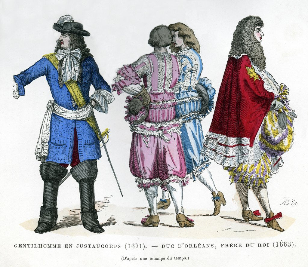 Detail of Gentlemen's costume and the Duke of Orleans, brother to King Louis XIV by Anonymous