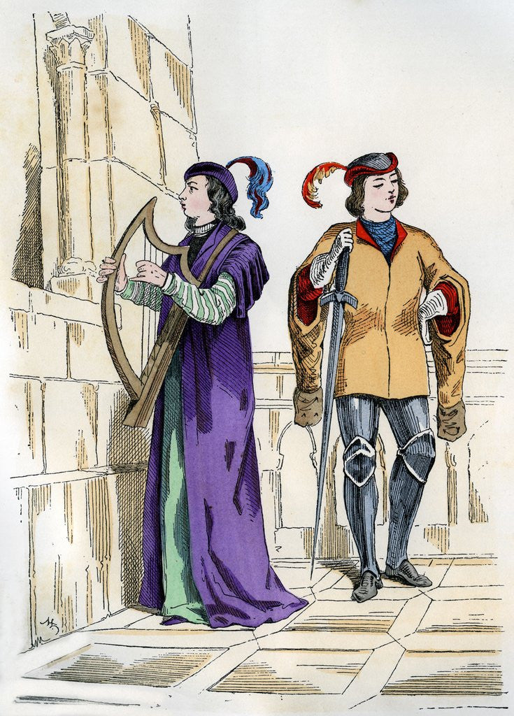 Detail of Page and troubadour of the 13th century by Anonymous