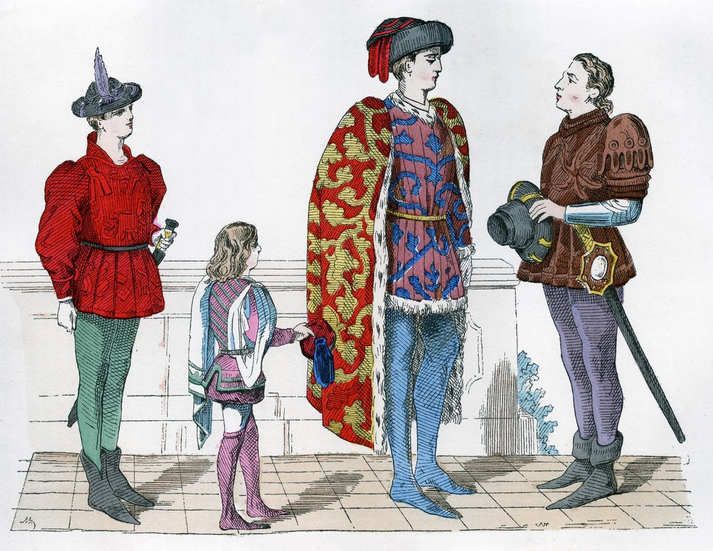 Detail of Page, master and valet by Anonymous