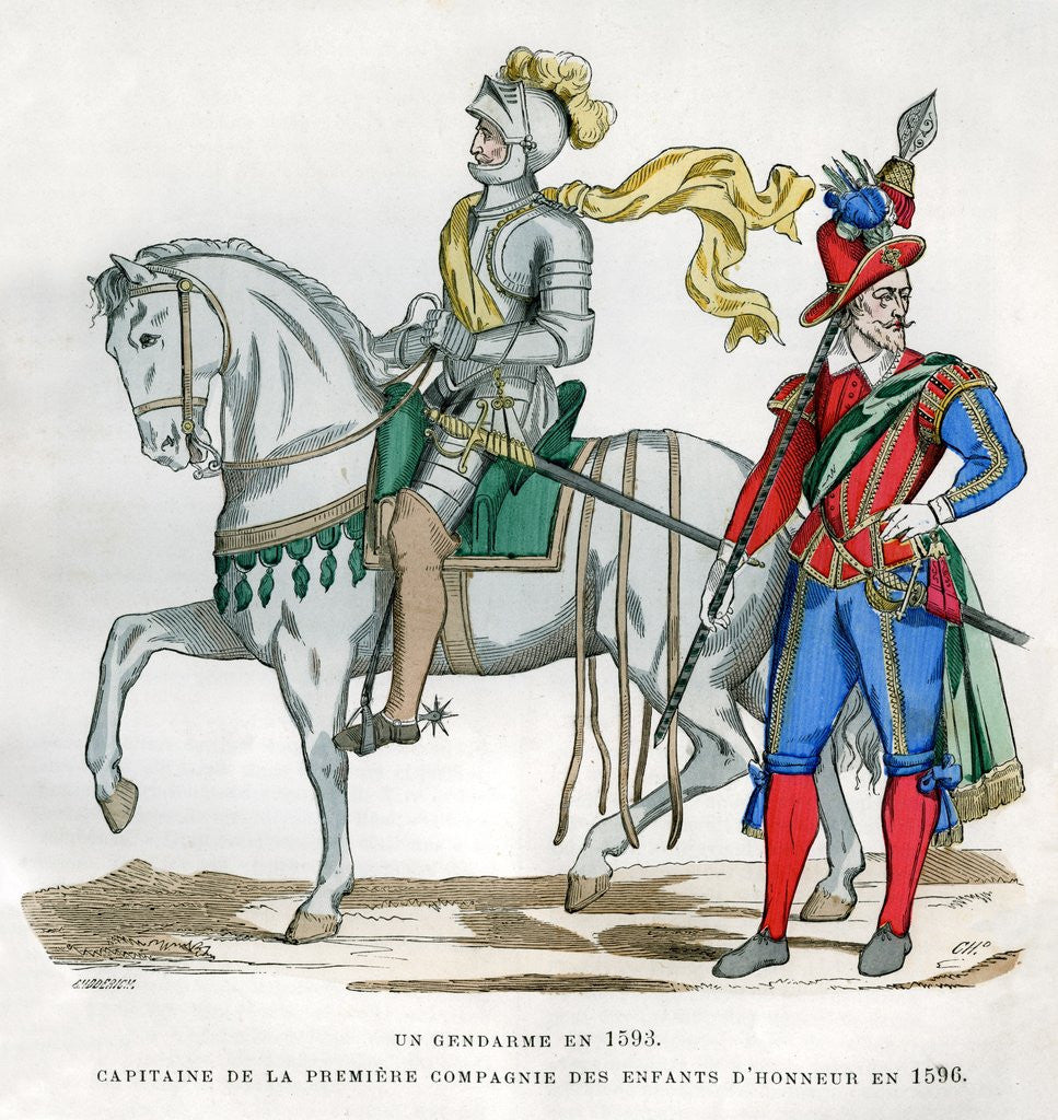 Detail of Gendarme, 1583, and captain of the 1st Company of the Enfants d'Honneur, 1596 by Anonymous