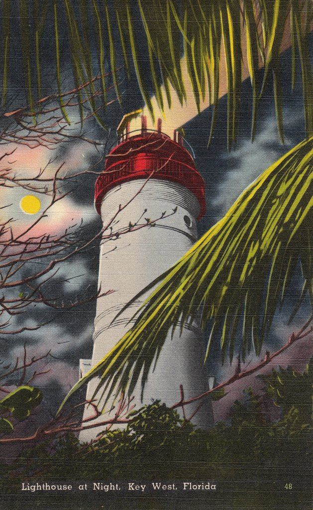 Detail of Lighthouse at night by Anonymous