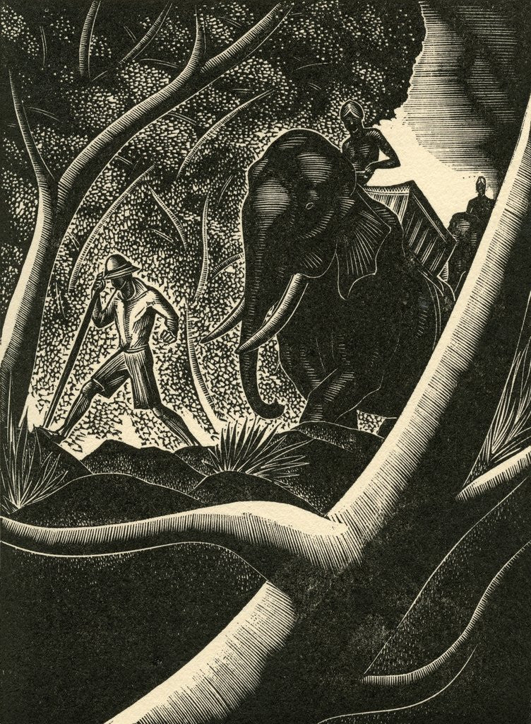 Detail of Explorer and elephant by Anonymous