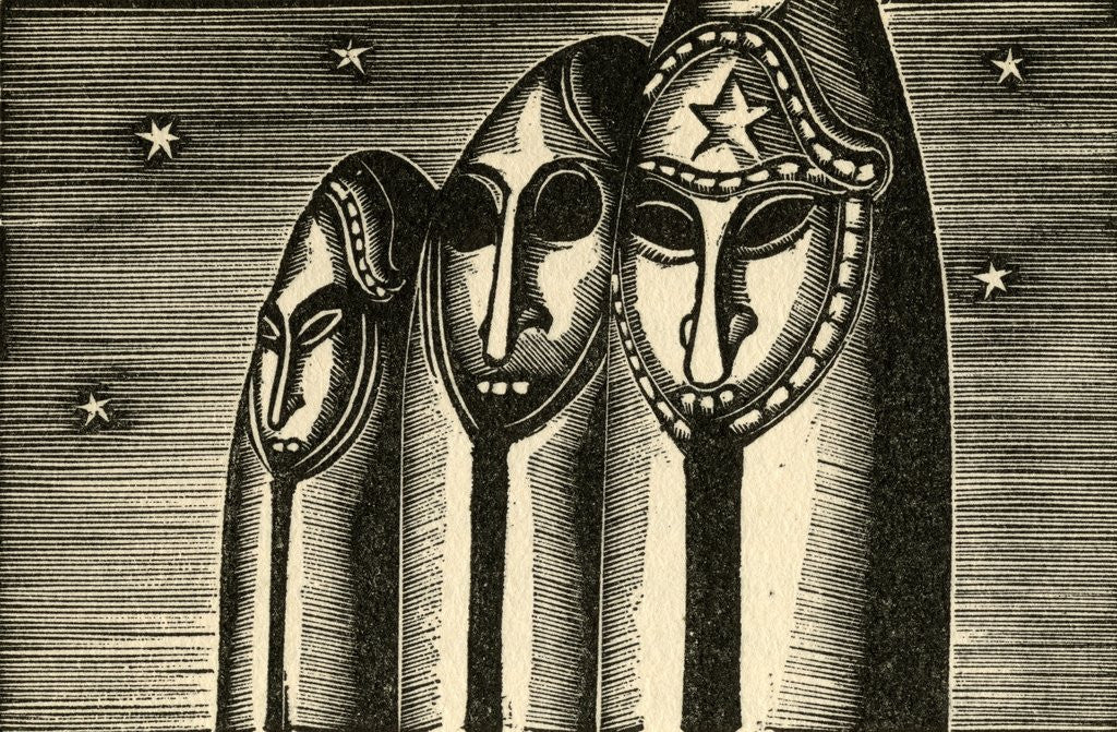 Detail of Sculptures against night sky by Anonymous