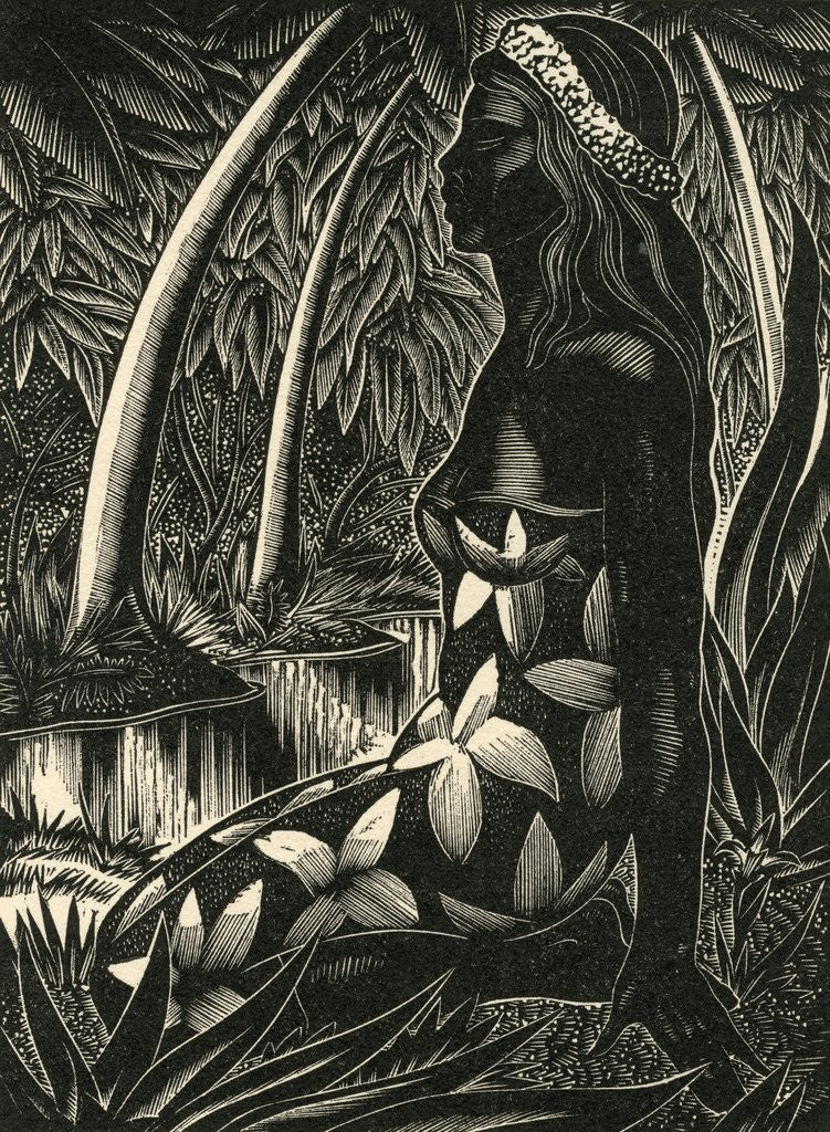 Detail of Tahitian woman in forest by Anonymous