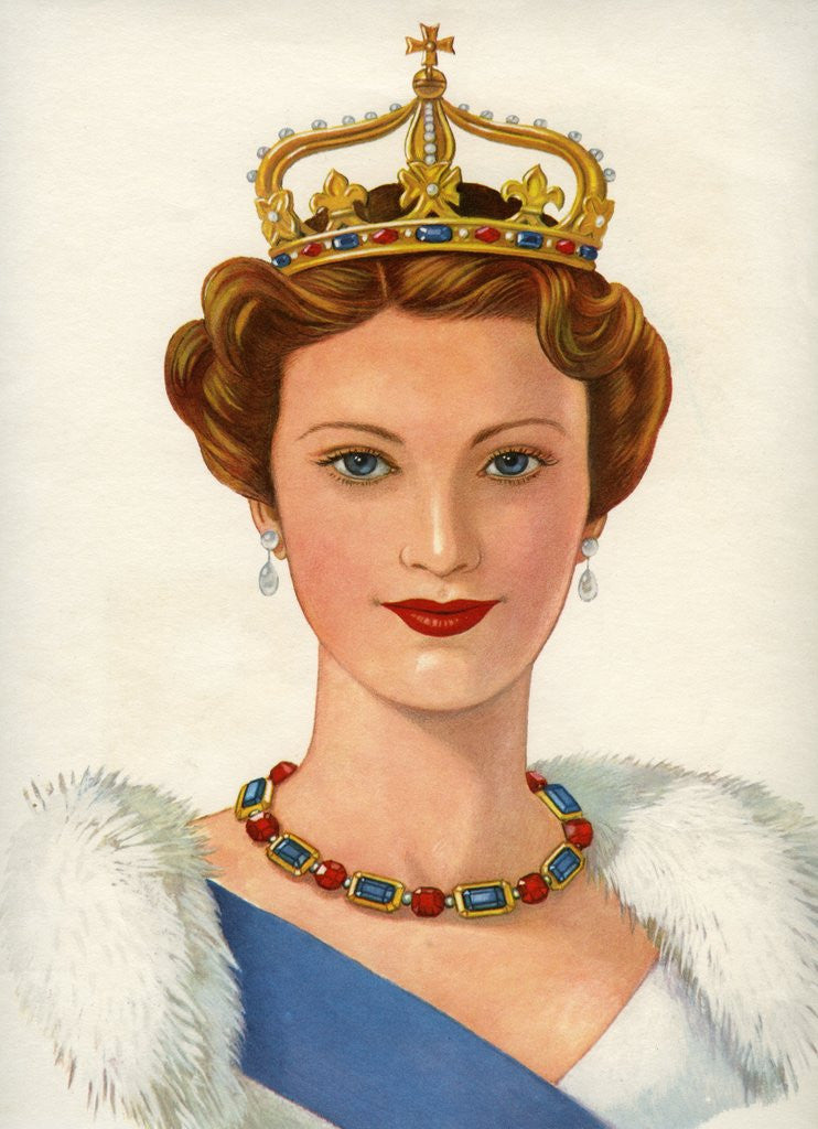 Detail of Queen wearing royal crown by Anonymous