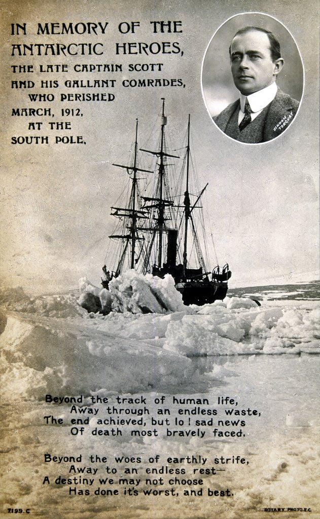 Detail of Postcard commemorating Captain Scott's expedition to South Pole by Anonymous