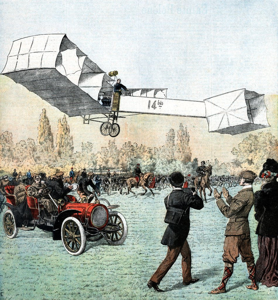 Detail of Alberto Santos-Dumont flying canard biplane by Anonymous