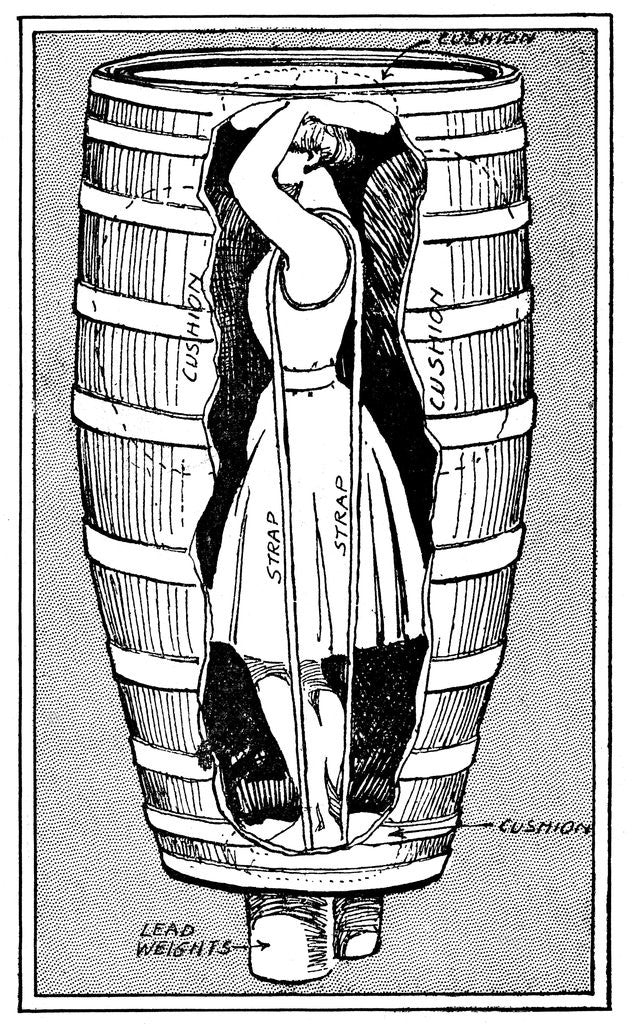 Detail of Anne Edson Taylor in her barrel by Anonymous