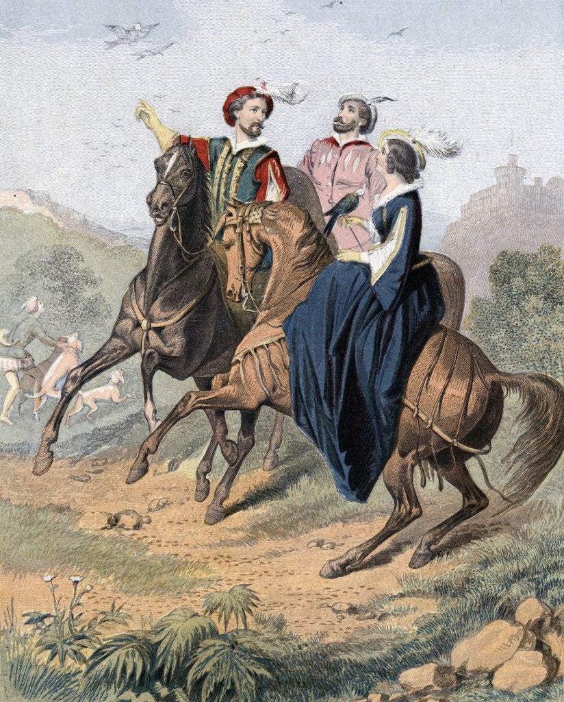 Detail of Tudor falconry by Anonymous