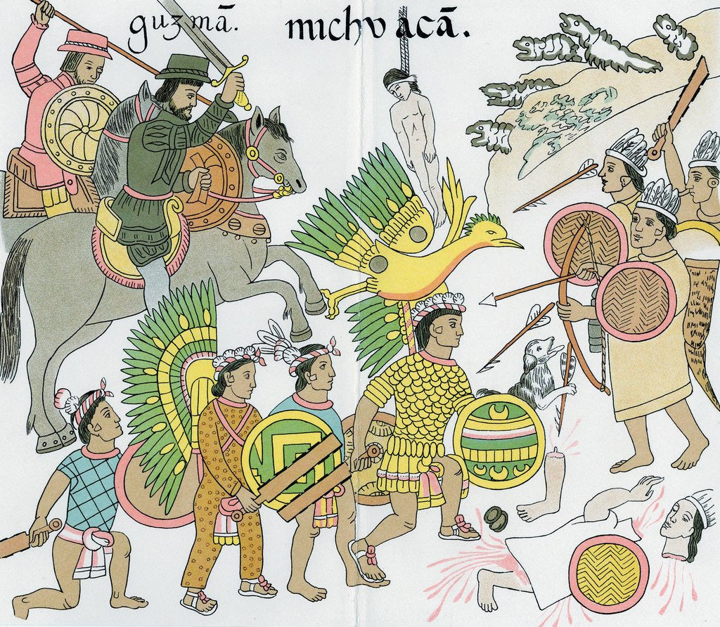 Detail of Battle between Nuno de Guzman and inhabitants of Michuacan by Corbis