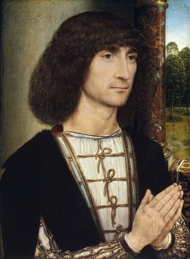 Detail of Portrait of a Young Man Praying by Hans Memling