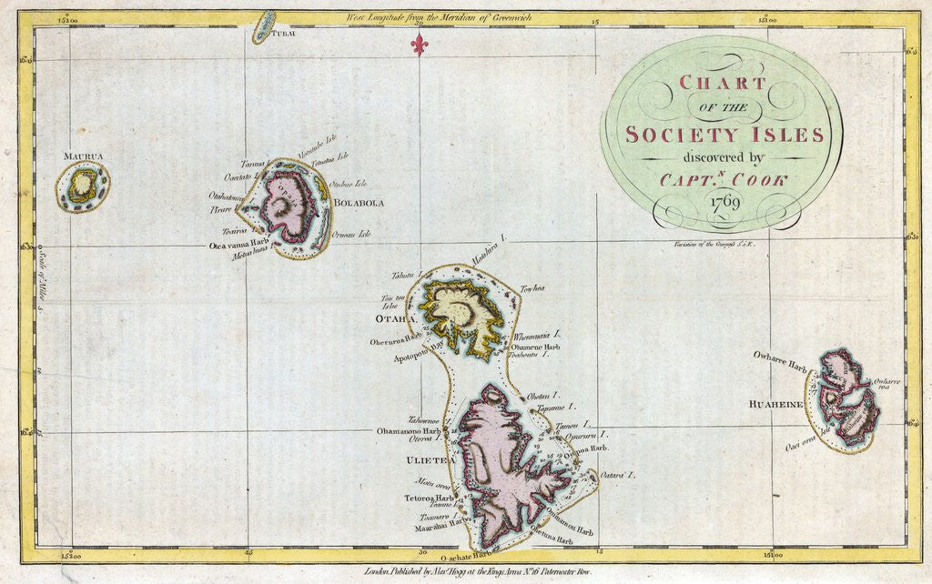 Detail of Map of Society Islands by Corbis
