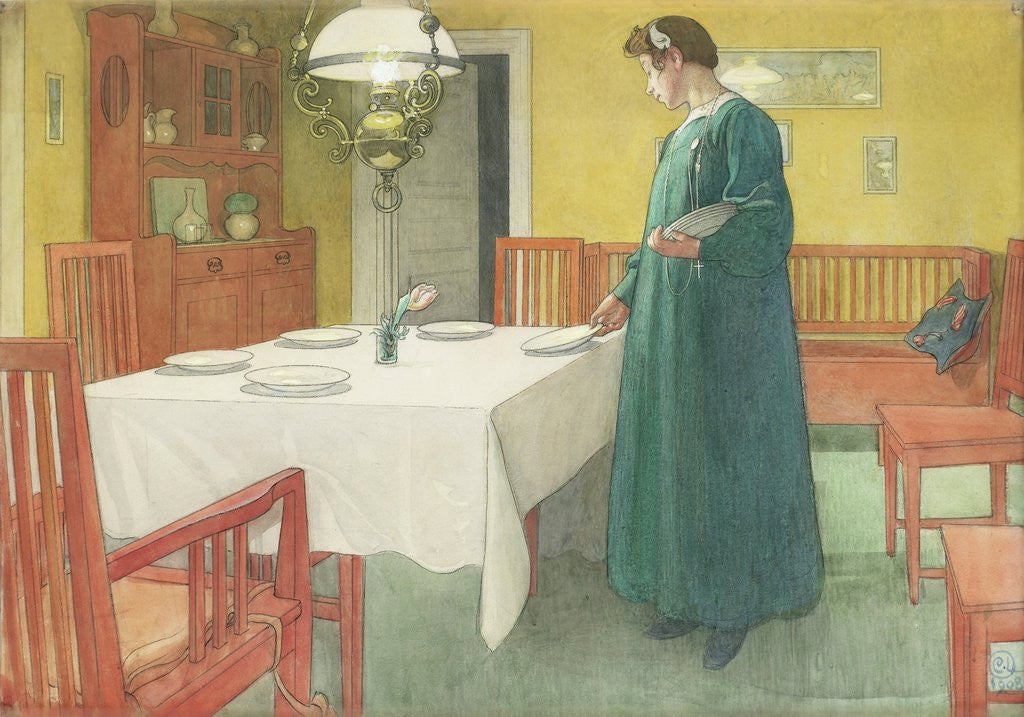 Detail of The Household (Lisbeth Setting the Table) by Carl Larsson