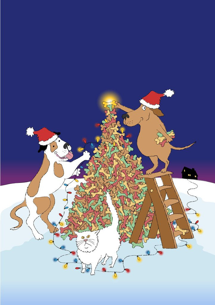 Detail of Dogs Decorating a Tree by Anonymous