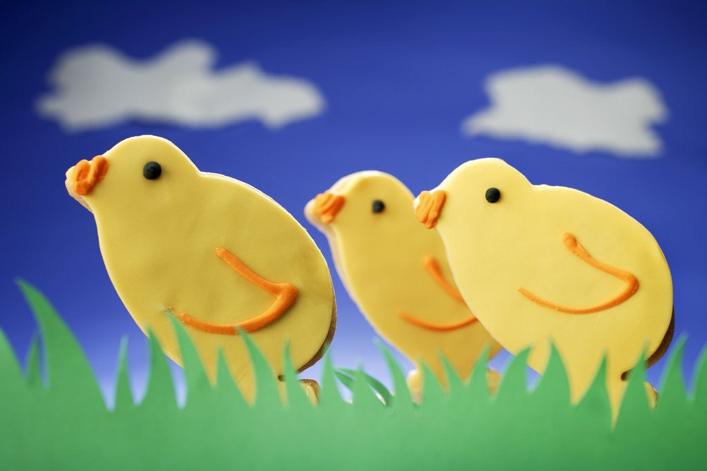 Detail of Three Easter chicks by Anonymous